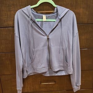 Blue crop top sweatshirt with zipper